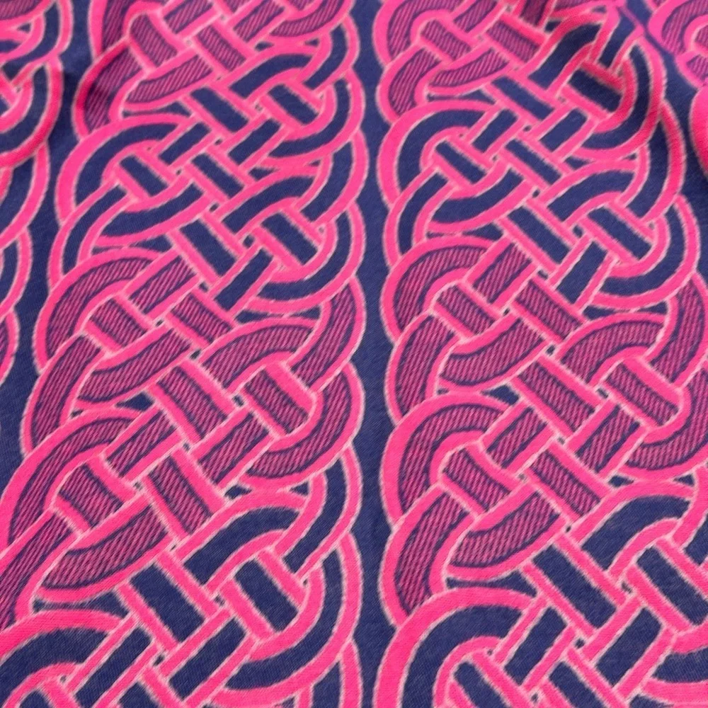 Pink and Navy Patterned Scarf